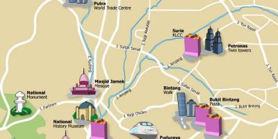 쿠알라룸푸르에서 관심사의 장소 지도