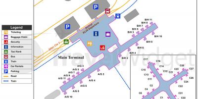 쿠알라룸푸르에서 공항의 주요 터미널 지도
