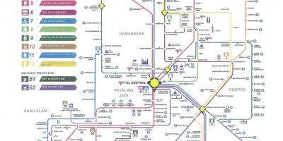 쿠알라룸푸르의 도시 철도 지도