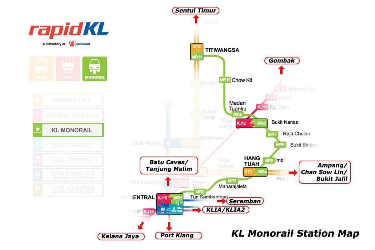 kl 센트럴 monorail station 지도