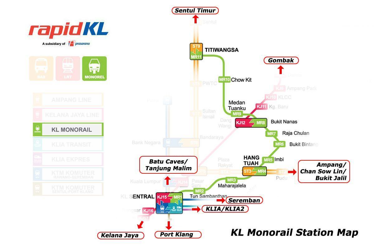 kl 센트럴 monorail station 지도