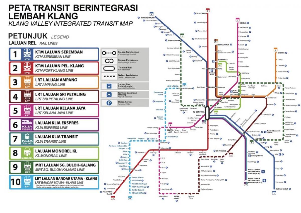 대중 교통 지도 쿠알라룸푸르