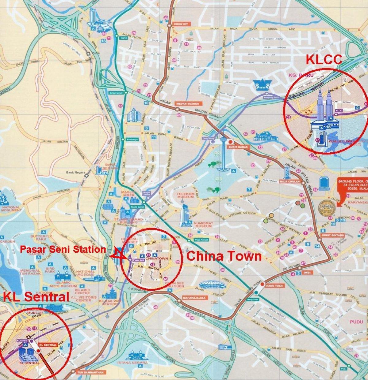 차이나타운 쿠알라룸푸르에서 지도