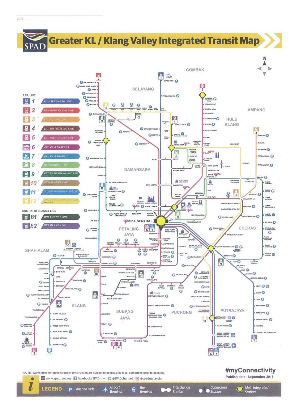 쿠알라룸푸르의 도시 철도 지도