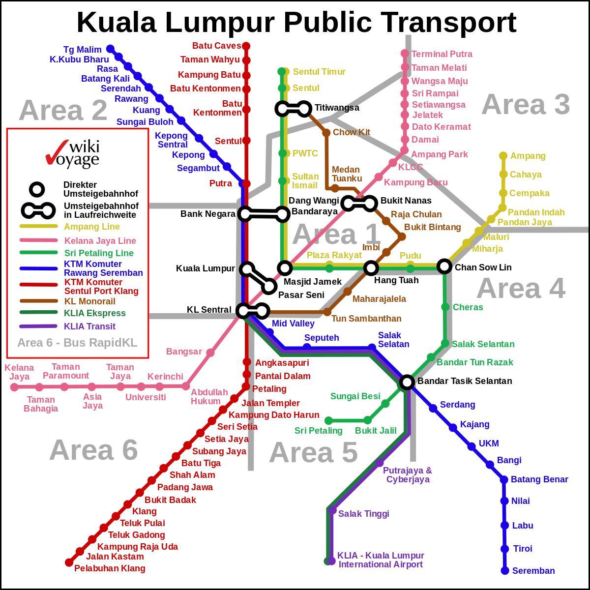 대중 교통 쿠알라룸푸르 지도
